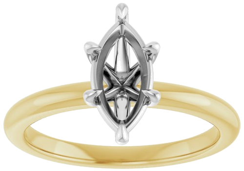14K Yellow White 10x5 mm Marquise Solitaire Engagement Ring Mounting (3)