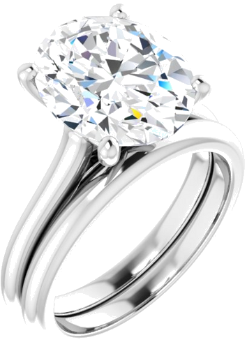 14K White 12x10 mm Oval Solitaire Engagement Ring Mounting (6)