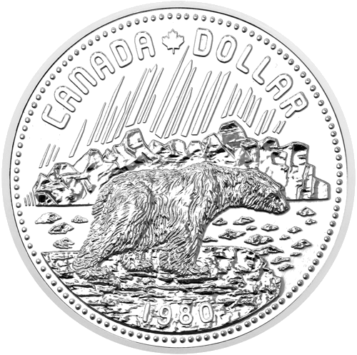 1 доллар Арктические территории 1980 Канада Елизавета II серебряная монета (1)