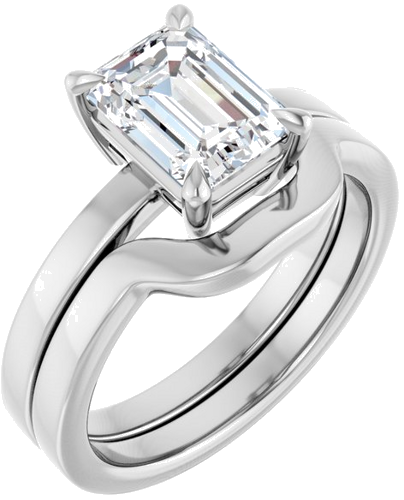 18K White 8x6 mm Emerald Solitaire Engagement Ring Mounting (6)