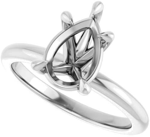 Sužadėtuvių Žiedas 585 Baltojo Aukso Pear Shape 10mm x 7mm (2)