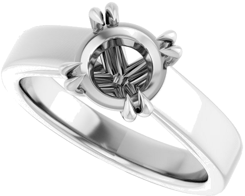 Platinum 7.4 mm Round Engagement Ring Mounting (5)