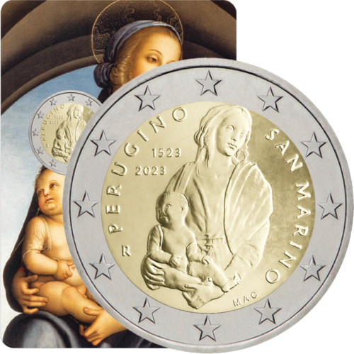 2023 San Marino Perugino 2 euro BU coin on card (1)