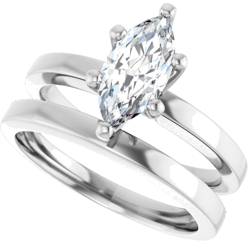 Sužadėtuvių Žiedas „Solitaire“ 417 Baltojo Aukso Marquise 10mm x 5mm (10)
