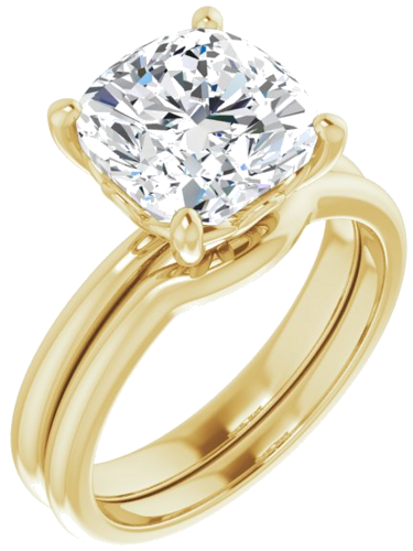 14K Yellow 9 mm Cushion Solitaire Engagement Ring Mounting (6)