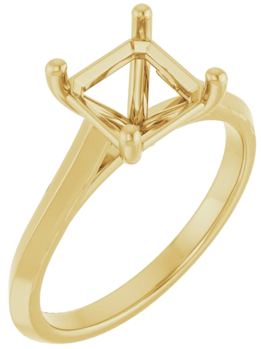 14K Yellow 7 mm Asscher Solitaire Engagement Ring Mounting (1)