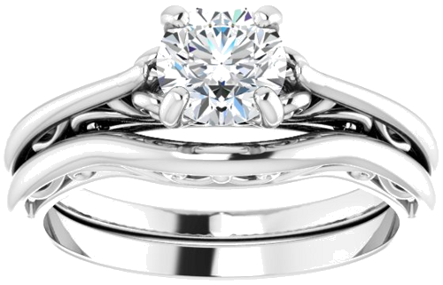 Sužadėtuvių Žiedas „Solitaire“ 585 Baltojo Aukso Round 5.8mm (13)