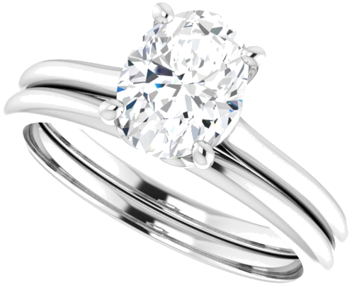 Sužadėtuvių Žiedas „Solitaire“ 585 Baltojo Aukso Oval 8mm x 6mm (10)