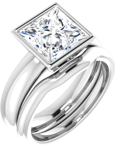 14K White 8 mm Square Engagement Ring Mounting (6)