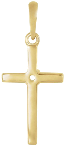 14K Yellow 3 mm Round Cross Pendant Mounting (3)