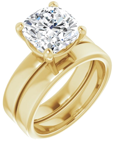 14K Yellow 9 mm Cushion Solitaire Engagement Ring Mounting (6)