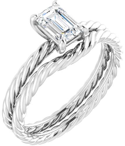 Sužadėtuvių Žiedas „Solitaire“ 585 Baltojo Aukso Emerald 6mm x 4mm (6)