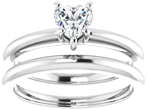 Sužadėtuvių Žiedas „Solitaire“ 585 Baltojo Aukso Heart Shape 5mm (8)