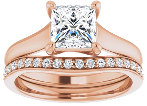 14K Rose 6 mm Square Solitaire Engagement Ring Mounting (8)