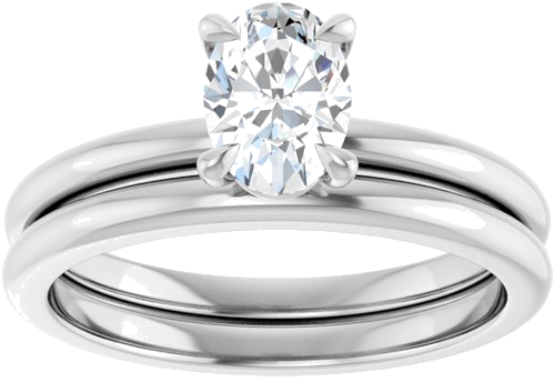 14K White 7x5 mm Oval Solitaire Engagement Ring Mounting (8)