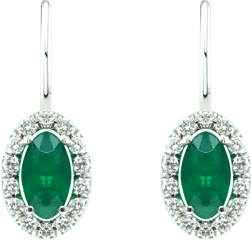 Baltā zelta auskari ar smaragdiem un briljantiem (1)