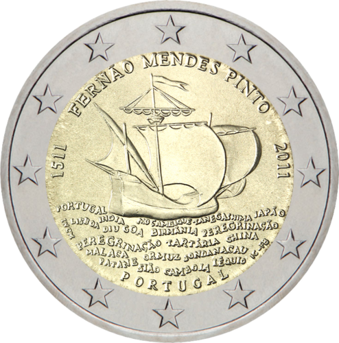 2011 Portugalija Fernao Mendes Pinto 2 eurų moneta (1)