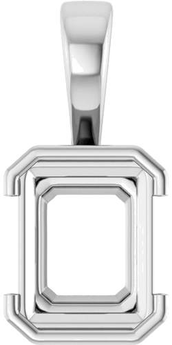 Pakabukas „Half-Bezel Solitaire“ 950 Platinos Emerald 10mm x 8mm (1)