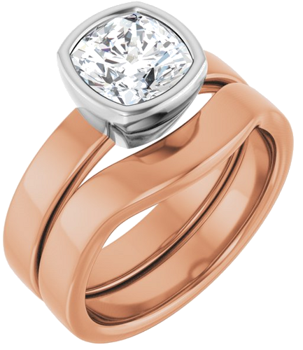 Sužadėtuvių Žiedas „Solitaire“ 585 Baltojo Ir Rožinis Aukso Cushion 7mm (6)