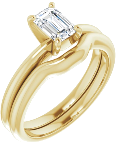 Sužadėtuvių Žiedas „Solitaire“ 585 Geltonojo Aukso Emerald 6mm x 4mm (6)