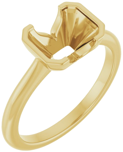 14K Yellow 8x6 mm Emerald Solitaire Engagement Ring Mounting (1)