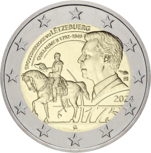 2024 Liuksemburgas Guillaume II 2 eurų BU moneta kortelėje (2)