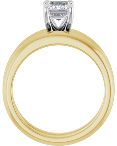 18K Yellow White 7x5 mm Emerald Solitaire Engagement Ring Mounting (7)