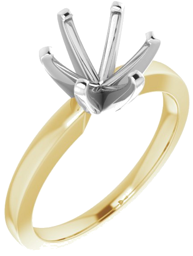 14K Yellow White 8.2 mm Round Solitaire Engagement Ring Mounting (1)