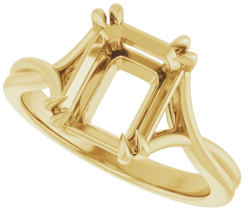 14K Yellow 9x7 mm Emerald Solitaire Engagement Ring Mounting (5)