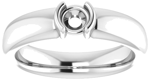 10K White 4.4 mm Round Half Bezel Solitaire Engagement Ring Mounting (3)