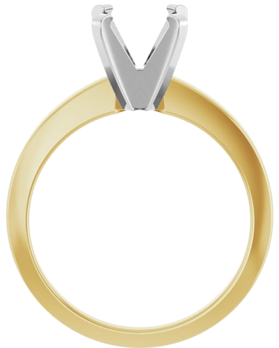 14K Yellow White 7 mm Round Solitaire Engagement Ring Mounting (2)