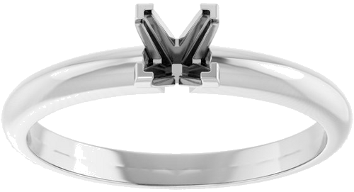 14K White 4 mm Square V-End 4-Prong Engagement Ring Mounting (3)