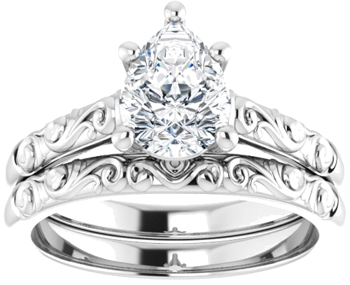 14K White 8x6 mm Pear Solitaire Engagement Ring Mounting (8)