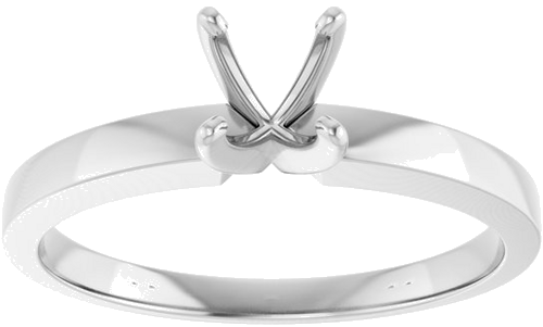 14K White 5-5.3 mm Round 4-Prong Solitaire Ring Mounting (3)