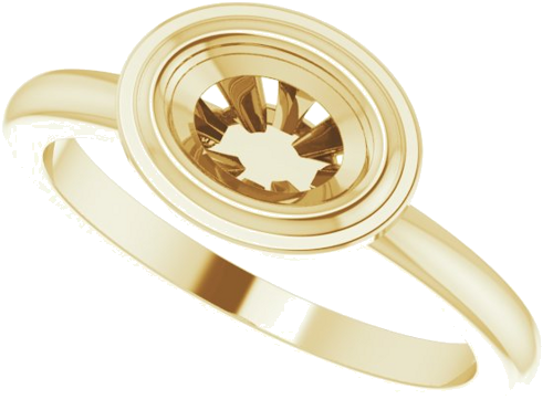 Sužadėtuvių Žiedas „Bezel-Set Solitaire“ 585 Geltonojo Aukso Oval 7mm x 5mm (5)