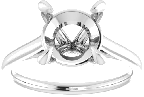 14K White  9 mm Round Solitaire Engagement Ring Mounting (3)