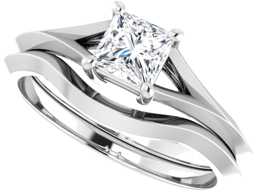 14K White 4.5 mm Square Solitaire Engagement Ring Mounting (10)