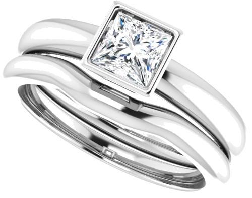 Sužadėtuvių Žiedas „Bezel-Set Solitaire“ 585 Baltojo Aukso Square 4.5mm (10)