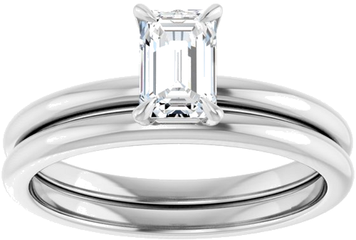 14K White  6x4 mm Emerald Solitaire Engagement Ring Mounting (8)