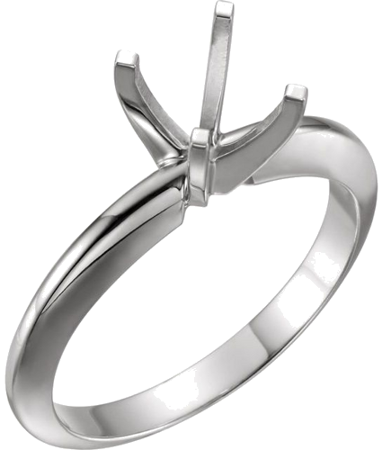 14K White 5.7-6 mm Round 4-Prong Heavy Solitaire Ring Mounting (1)