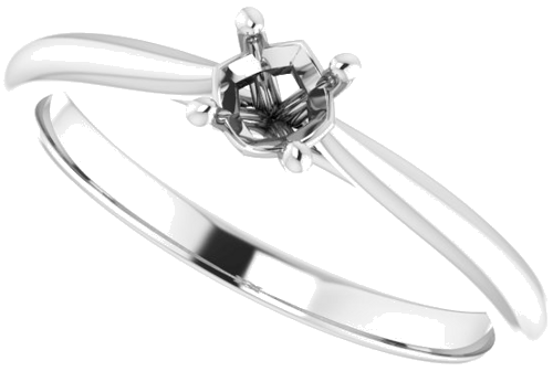 18K White 4.1 mm Round Solitaire Engagement Ring Mounting (5)