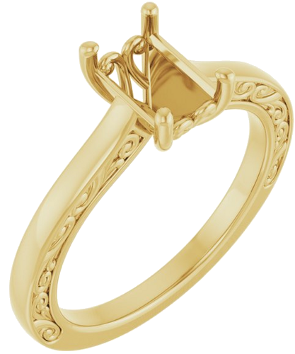 Sužadėtuvių Žiedas „Solitaire“ 14k yellow gold Emerald 7mm x 5mm (1)