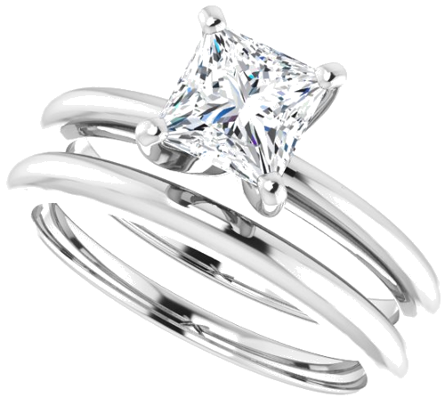 14K X1 White  5.5 mm Square Solitaire Engagement Ring Mounting (10)