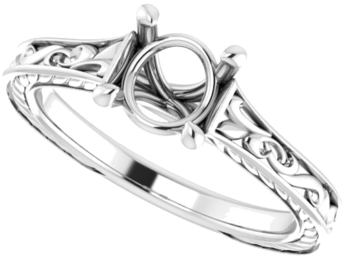 14K White 6.5 mm Round Engagement Ring Mounting (5)