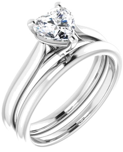 14K White 6x6 mm Heart Engagement Ring Mounting (6)