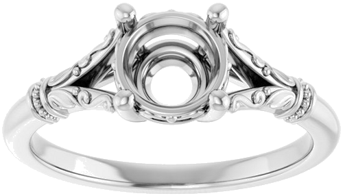 Sužadėtuvių Žiedas „Split Shank“ 585 Baltojo Aukso Round 6.5mm (3)