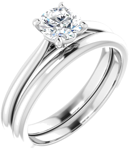 Sužadėtuvių Žiedas „Solitaire“ 585 Baltojo Aukso Round 5.5mm (6)