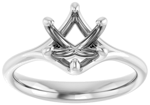 14K White 7.4 mm Round Engagement Ring Mounting (3)