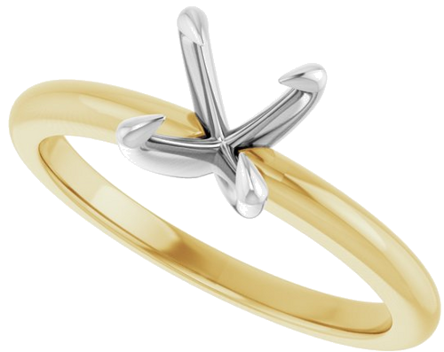 14K Yellow White 6.5 mm Round Solitaire Engagement Ring Mounting (5)
