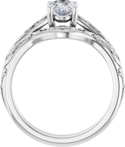 14K White 7x5 mm Oval Solitaire Engagement Ring Mounting (7)